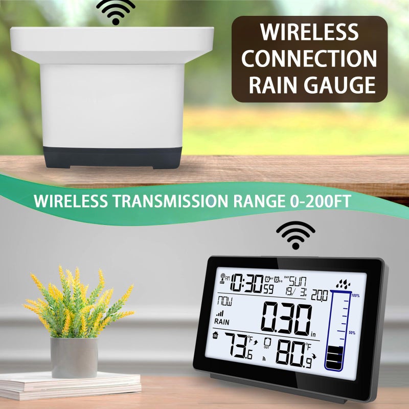 Asenron Wireless Rain Gauge Outdoor  Self-Emptying Digital Rain Gauges Outdoors Best Rated  Electronic Rain Measure Gauge for Garden  Freeze Proof Rain Gauge with Thermometer  Remote Rain Meter for Yard - Image 4